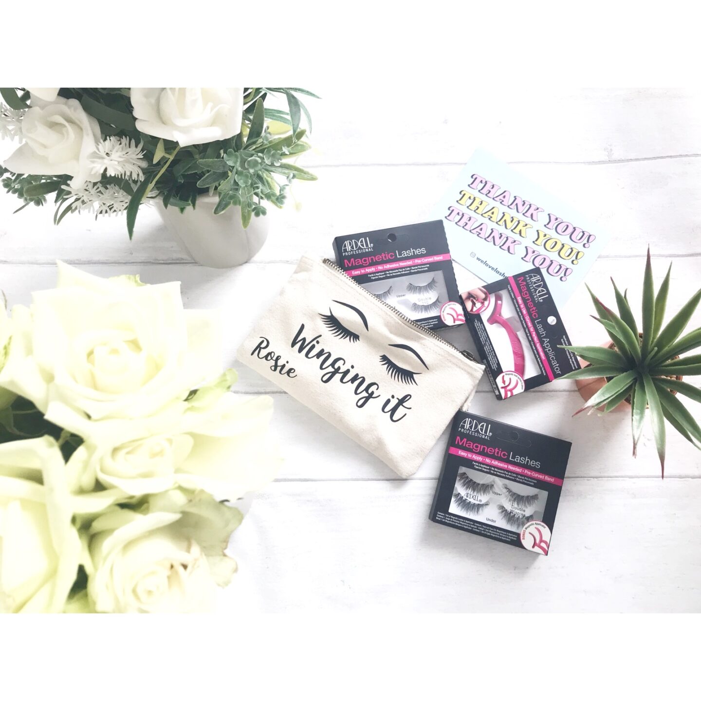 Ardells' magnetic lashes flatlay