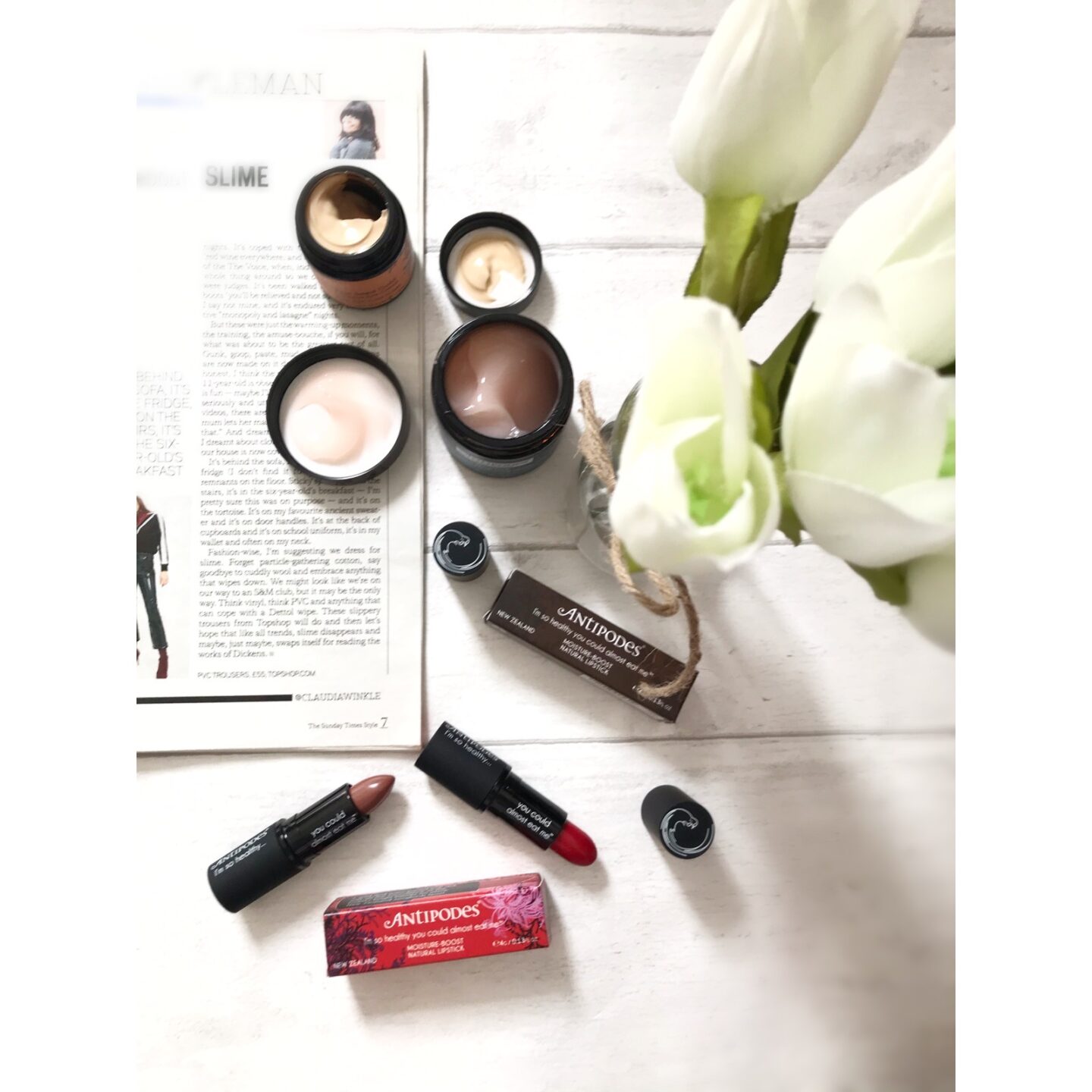 Antipodes cosmetics flatlay photo