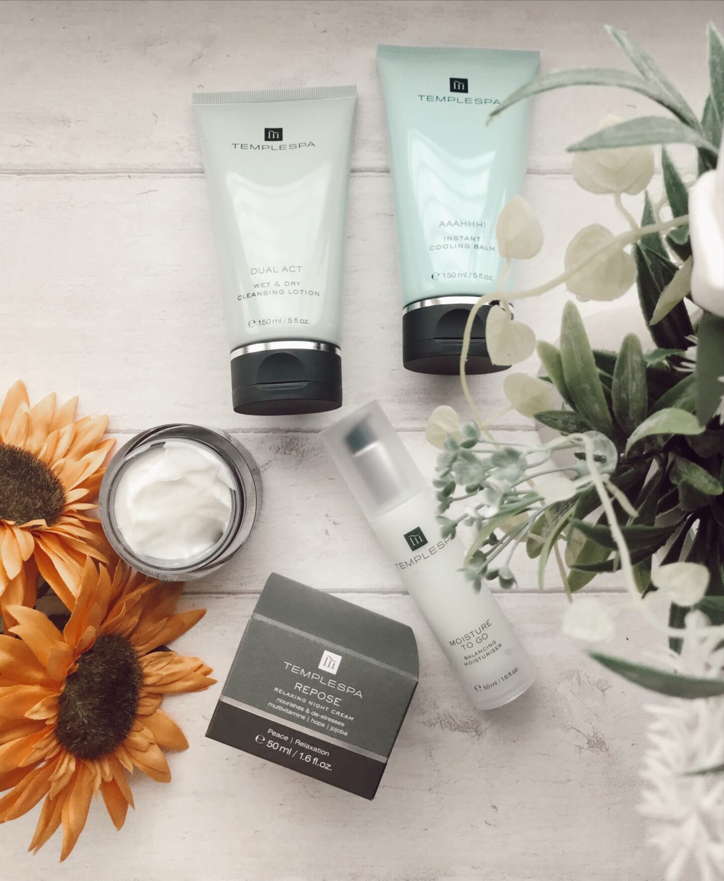 A handful of Temple Spa products